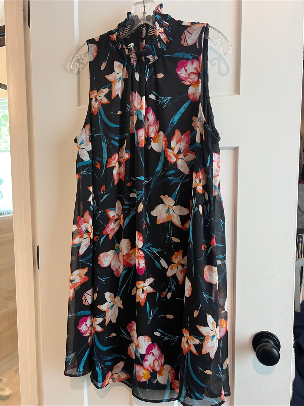 Tommy Hilfiger Black Floral High-Neck Mini Dress
